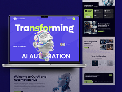 Transforming AI Automation Landing Page Design 3d ai landing page ai platform ai powered website artificial intelligence automation business business intelligence business optimization digital services startup interface landing page minimal modern design saas website ui design ui ux ux design web design website