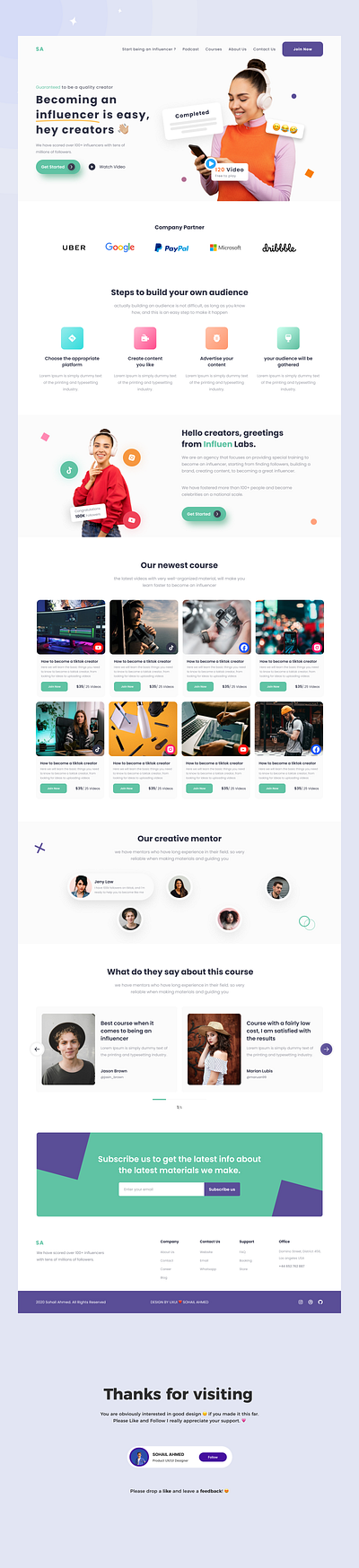 Influen Labs Website design designer figma foryou influence lab landing page ui ux uxui uxui design viral website