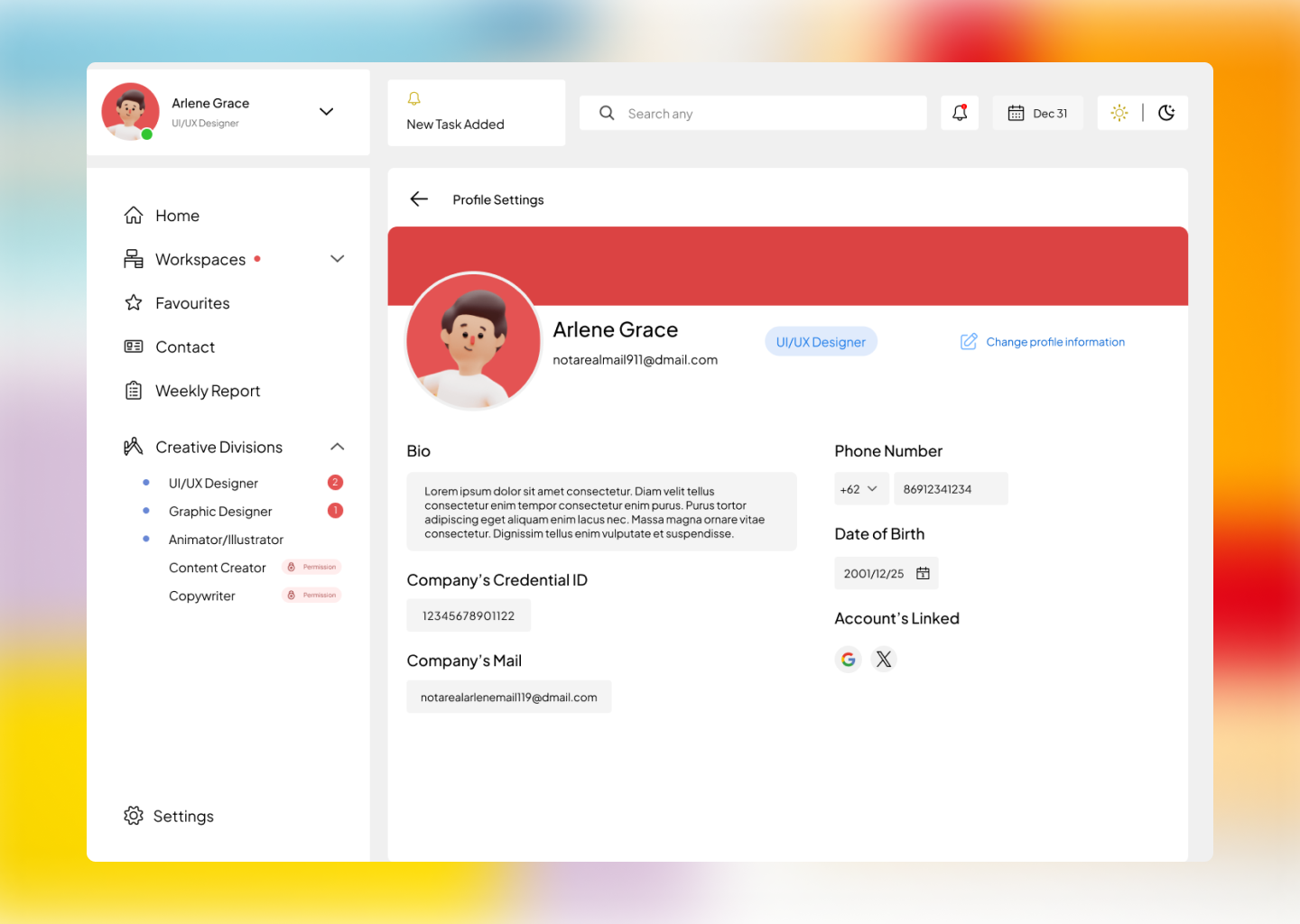 User profile - UI Design by Muhammad Azka Tanzila on Dribbble