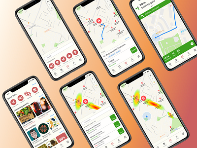 Oslo City Festival app: Map app design directions heat map location map mobile design product design ui ux
