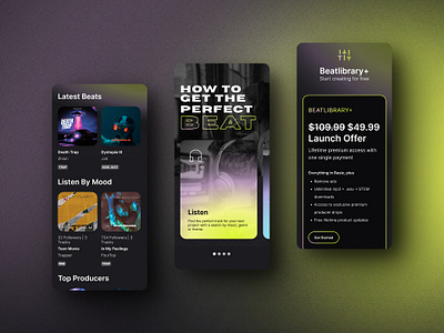 Beat Library - Home branding music product design ui ux