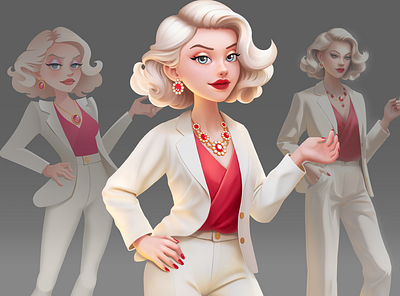 Character style variations | Original concept blonde cartoon casual art character character design concept concept art design digital 2d game art illustration noir styles stylized suit woman