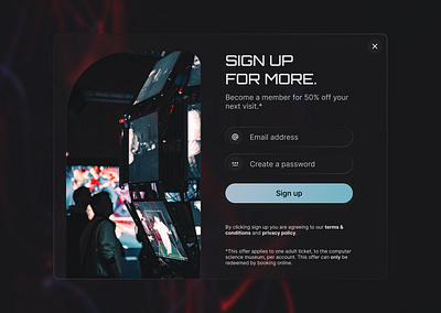 #DailyUI 001 | Sign up modal for a computer science museum. modal sign up ui website