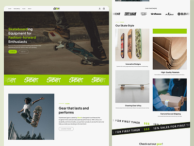 SKOOT - Skateboarding Equipment Landing Page branding ui ux