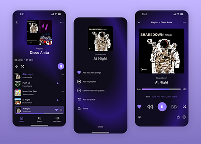 Music app app application design galaxy music spotify ui
