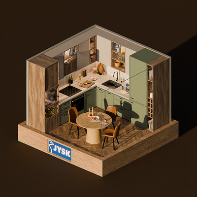 3D isometric Kitchen | Jysk 3d 3d render blender interior design isomentic jysk
