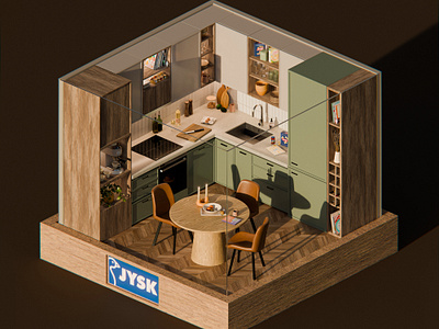3D isometric Kitchen | Jysk 3d 3d render blender interior design isomentic jysk