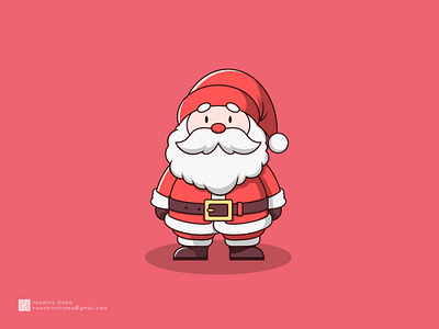 Santa chirstmas cute flat flat art flat design graphic design illustration illustrations line art red santa santa clause vector vector art