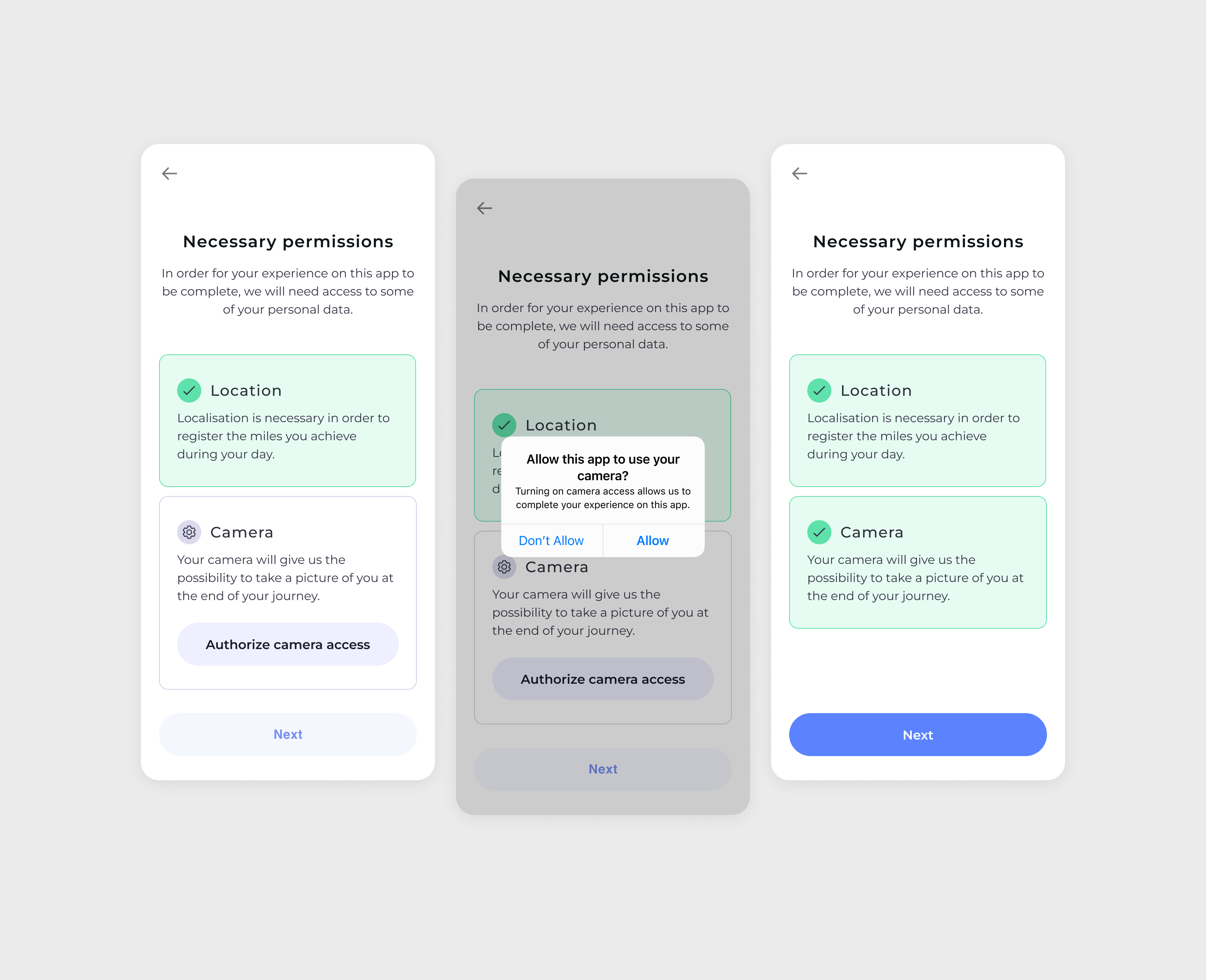 Privacy permissions app apple application authorizations design ios list minimal mobile mobile app permissions phone privacy settings ui ux