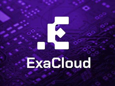 Tech Cloud Computing Logo - ExaCloud 8bit branding cloud computing e logo letter logo logo tech branding tech logo technology