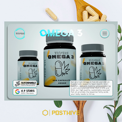 Omega 3 Vitamin 3D Website Landing Page | Blender & Wix Studio 3d landing page 3d website blender blender website branding label custom branding health branding medication website omega 3 omega 3 suppliment pill branding pill website supplement branding supplement website uiux vitamin vitamin branding vitamin website website uiux wix studio