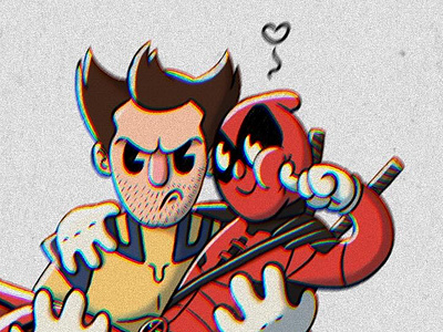 Deadpool and Wolverine deadpool illustration marvel procreate rubberhose rubberhosestyle wolverine