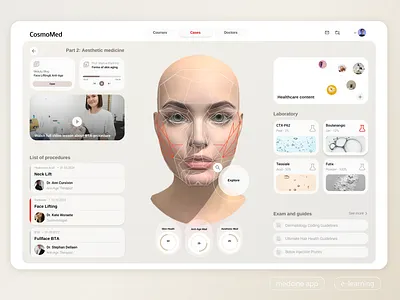 Skin & Healthcare | e-learning app dash board e learning education healthcare medicine skincare ui web app