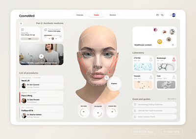 Skin & Healthcare | e-learning app dash board e learning education healthcare medicine skincare ui web app
