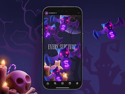 Halloween Campaign for Sweatcoin 👻 3d branding graphic design logo motion graphics ui