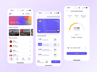 Simmaxi - Esim Mobile App Design esim app esim platform esim shop light mode mobile app mobile ui design ui design ui ux design ux design