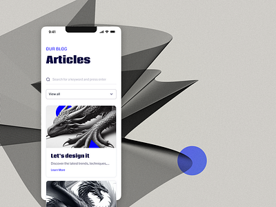 Articles view on a mobile website 3d ai article article card blog blog post card color dragon dragons figma mobile post screen ui