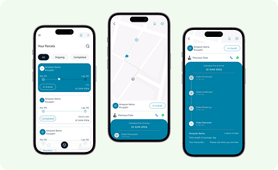 Last-Mile Delivery Tracking App android app delivery delivery app figma foward freight haulage iphone last mile delivery logistics map mobile app modern pickup rider tracking ui ux