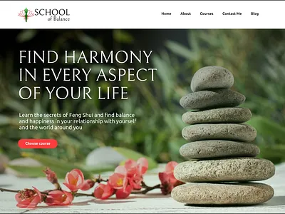 Home page for the School of Balance balance design logo meditation site ui uiux web design website yoga