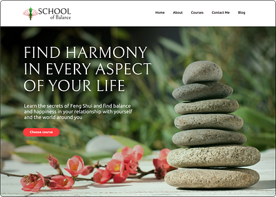 Home page for the School of Balance balance design logo meditation site ui uiux web design website yoga