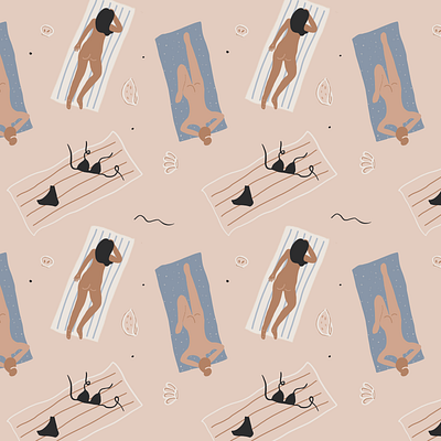 Beach Bums illustration pattern design