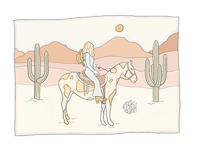 Cowgirl in the Desert illustration