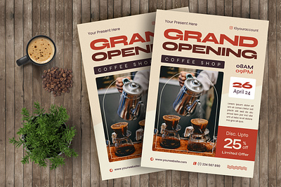 Coffee Shop Flyer coffee shop design drink poster flyer flyer design grand opening graphic design print design print template