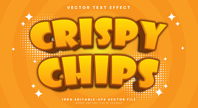 Crispy Chips 3d editable text style Template delicious