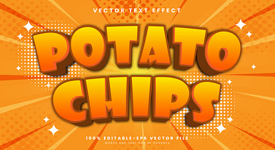 Potato Chips 3d editable text style Template delicious