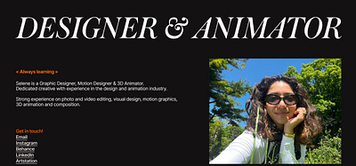 My online portfolio 3d animator graphic design motion graphics website