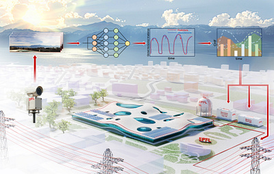Smart grid of EPFL institute architecture cover art design graphic design illustration science scientific illustration