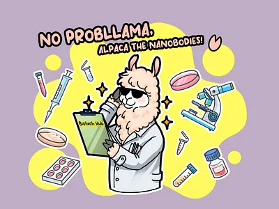 T-shirt design biology cartoon cover art design graphic design illustration llama science scientific illustration t shirt