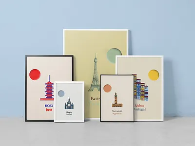 Travel Poster Concepts branding colorful derek mohr france glasgow graphic design grunge japan kyoto lisbon marrakesh morocco paris portugal poster remote work scotland texture travel typography