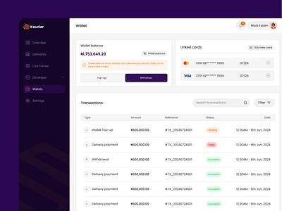 Dashboard Wallet Design dashboard ui web