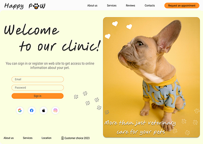 Web site template clinic pets ui ux vet web