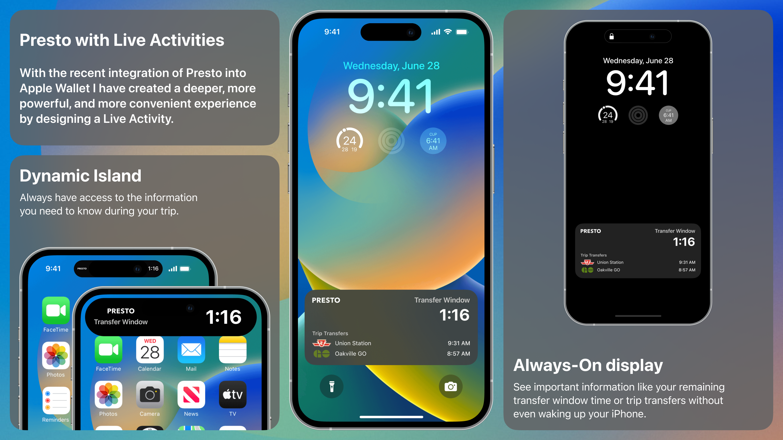 Presto Live Activity app design ios ui ux