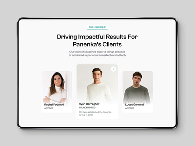 SaaS landing page | Leadership UI about us adtech beautiful design digital graphic design landing page leadership minimal page product saas sleek teal ui web website white