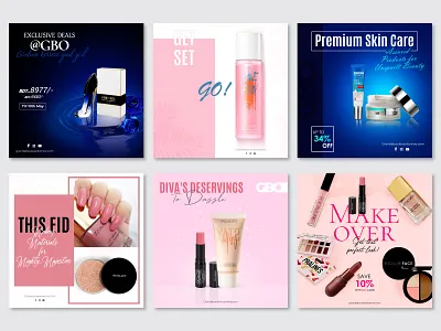 Cosmetic Products Social Media Post Design ads post cream post ecommerce post design facebook image facebook post instagram post make up post online post perfume post sale post social media post design