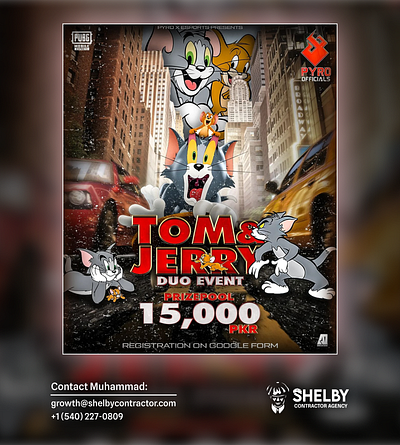 Tom & Jerry Duo PUBGM Event Posters for Pyro Esports branding design esports gaming graphic design illustration logo photoshop poster