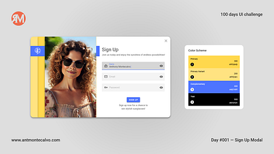 Day #001 - Sign Up Modal | 100 Days UI Challenge branding daily 100 dailyui dailyuichallenge design graphic design logo signup ui visualdesign webdesign