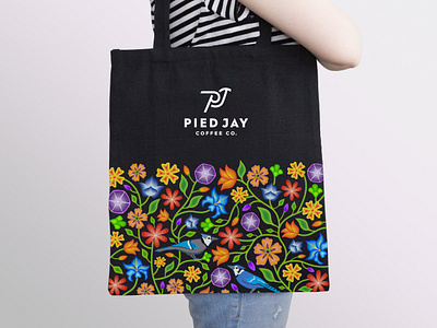 Pied Jay Coffee tote bag branding design graphic design illustration logo