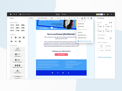 Collaborative Email Designer design tool designer drag and drop product design ui web app web application