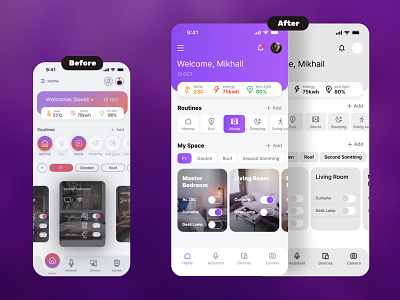 Smart home. App. Redesign (before & after) app before after redesign smart home мобильное приложение