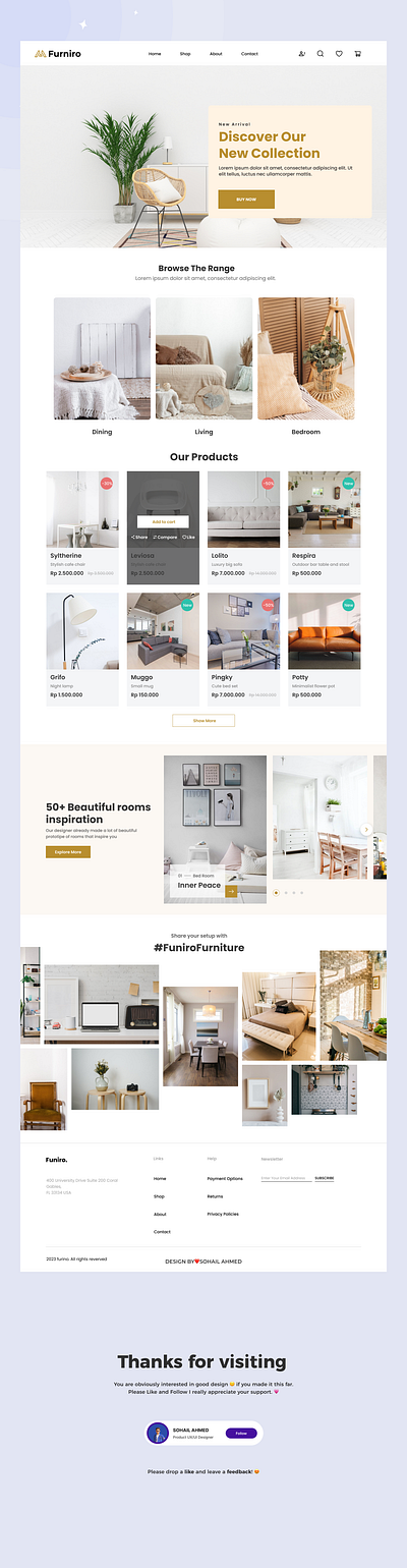 E-commerce Furniture Website e commerce furniture landing page ui ux uxui web web design website