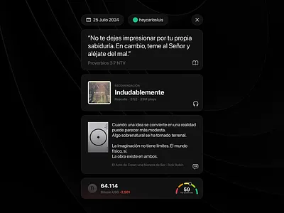 Personal Daily Widgets bible bitcoin books design habits music personal ui widgets