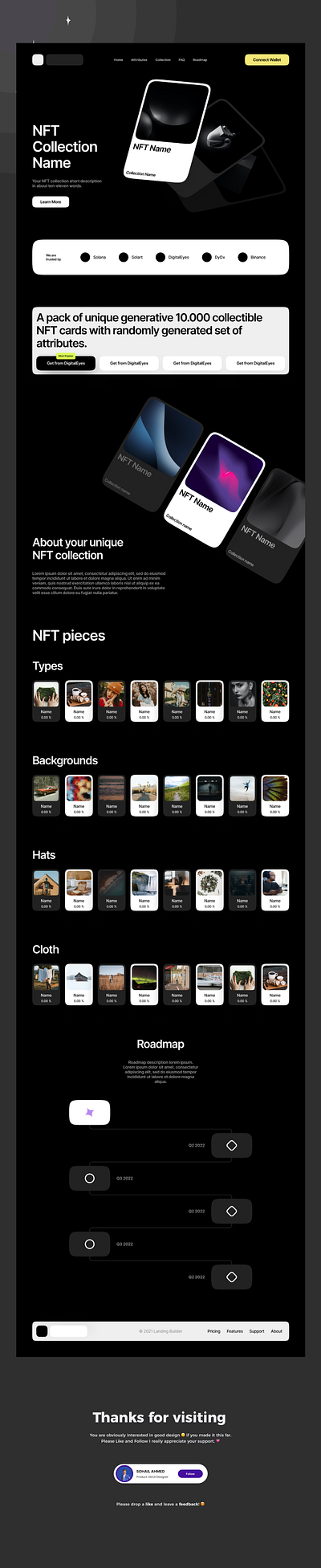NFT Website Design black black theme design figma landing page nft ui ux uxui web website