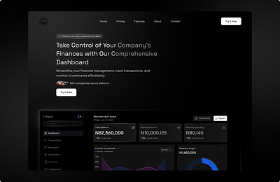 Fwrd: Fintech Dashboard Landing Page Design bank app bankapp business dashboard design dribbble finance fintech ui web design webdesign