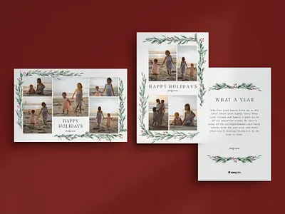 Holiday Card / Multiphoto Greenery graphic design greenery holiday card design holly pine