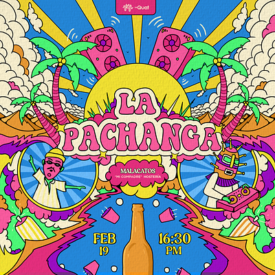 LA PACHANGA afiche branding festival flyer graphic design illustration party