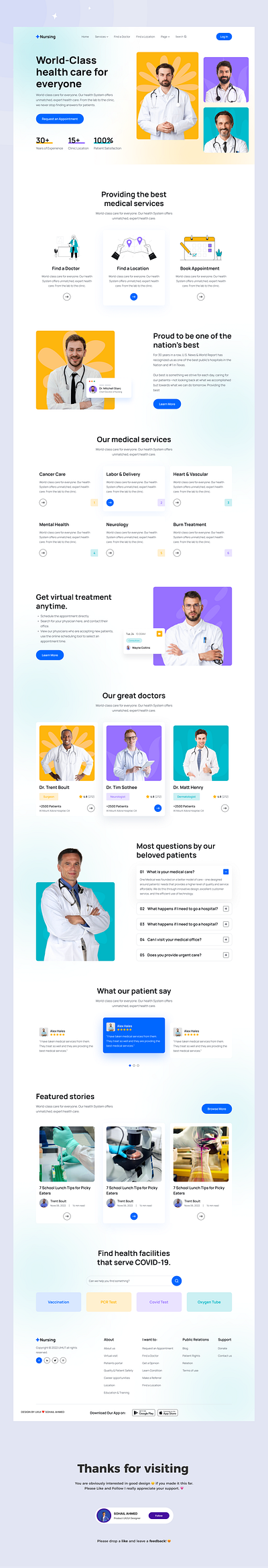 Health/Doctor Website design doctor figma health landing page ui uiux ux web website website dsesign